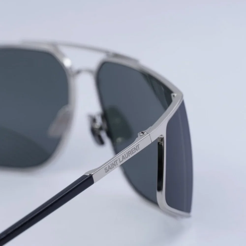 🕶️ New Saint Laurent SL750 002 Sunglasses - Silver Frame, Grey Frame - Picture 8 of 11